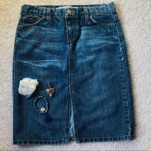 Distressed denim skirt by the Gap size 2